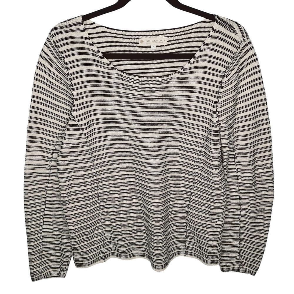 Indigenous Organic Cotton Sweater Striped Small Hand Loomed Peru Fisherman